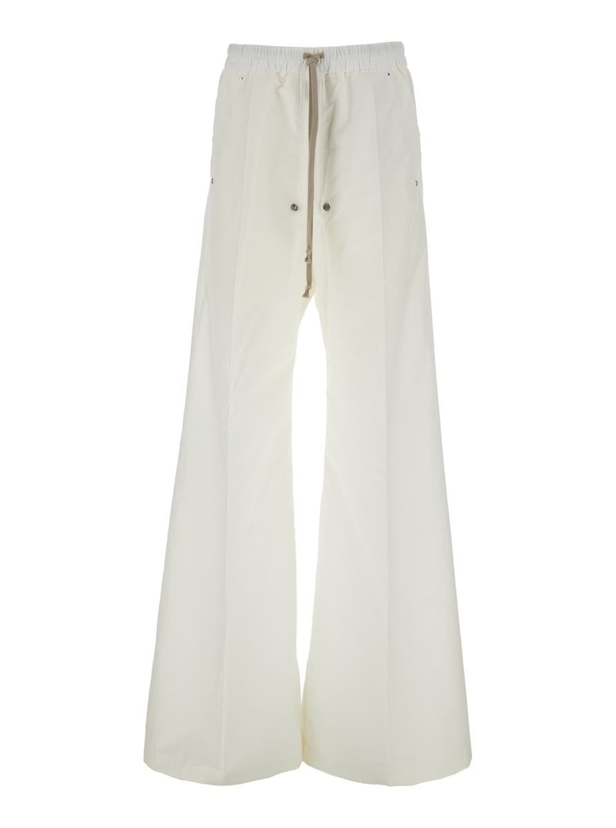 'Belas' White Pants With Drawstring Waist And Logo Patch On The Side In Tech Fabric Man
