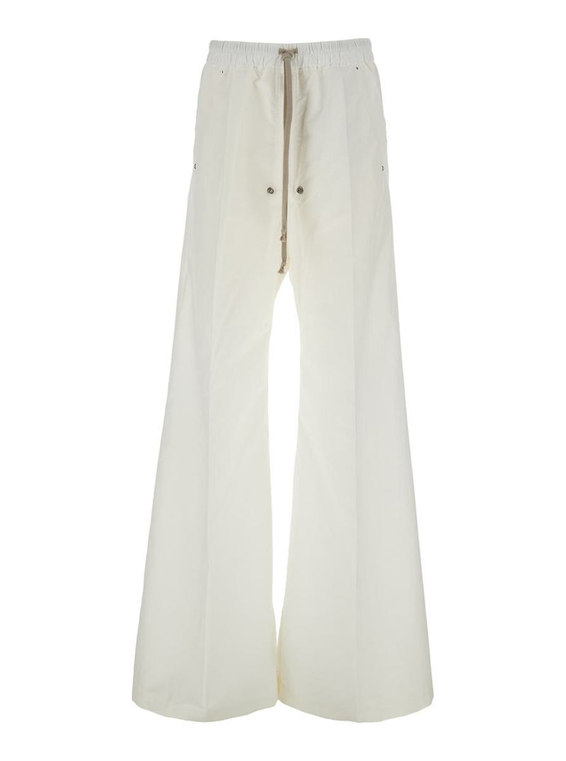 'Belas' White Pants With Drawstring Waist And Logo Patch On The Side In Tech Fabric Man