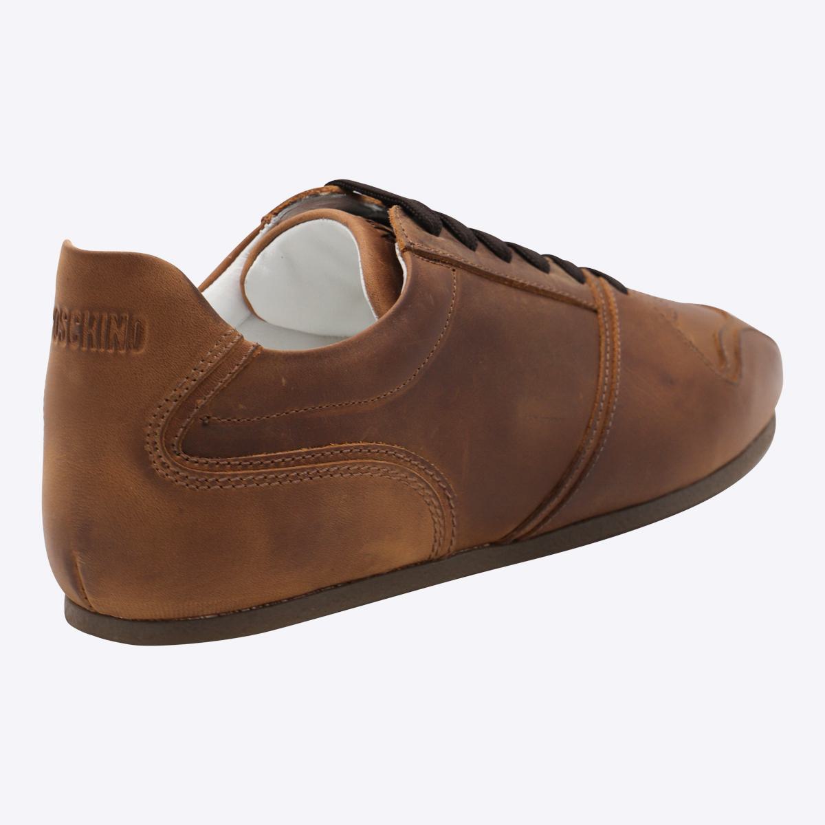 Moschino Brown Leather Sneakers