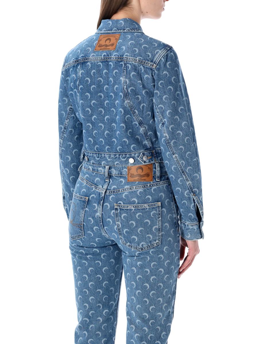 Marine Serre Moon Laser Blue Wash Cropped Denim Jacket – BALTINI