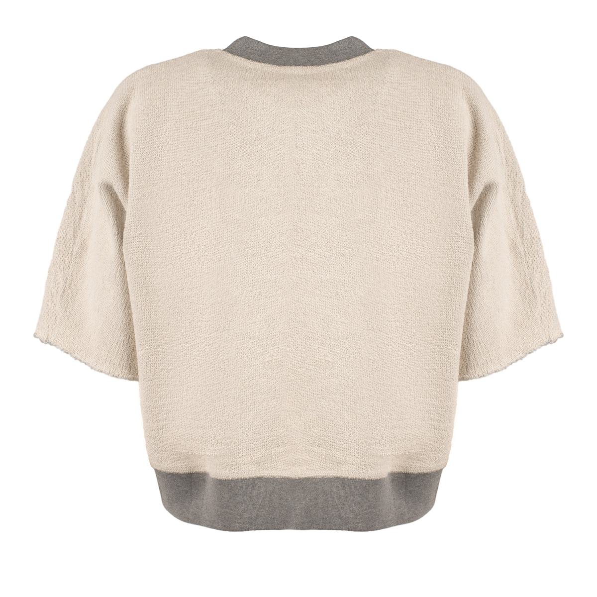 Autry Gray Melange Cotton Jersey Cropped Sweatshirt