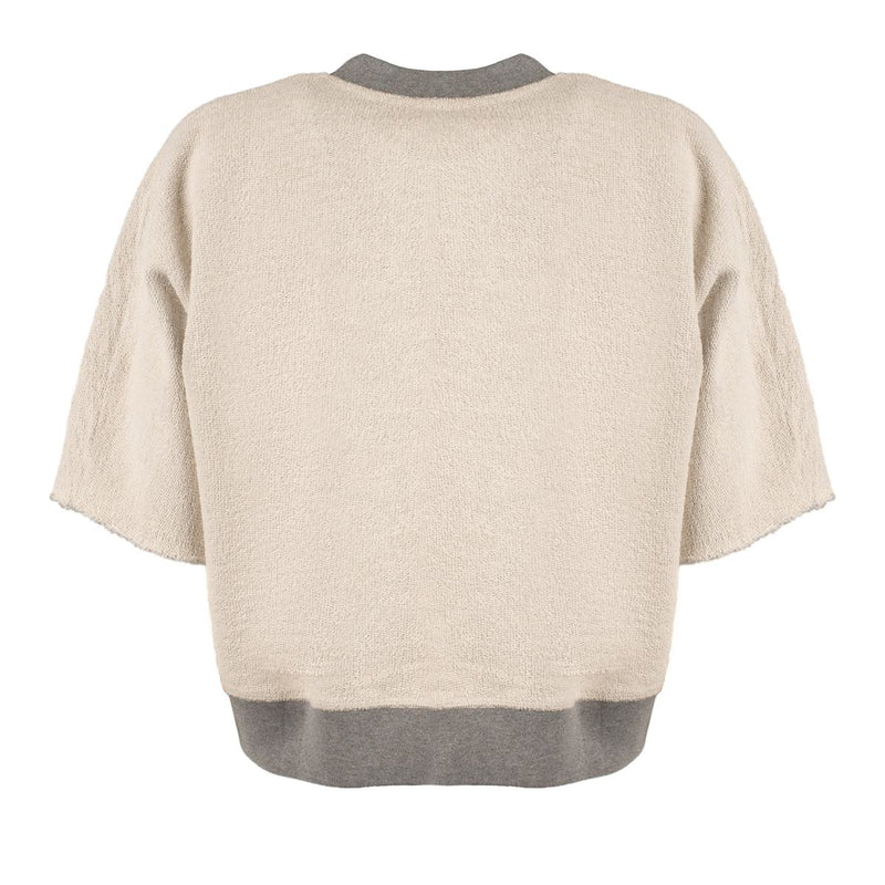 Autry Gray Melange Cotton Jersey Cropped Sweatshirt