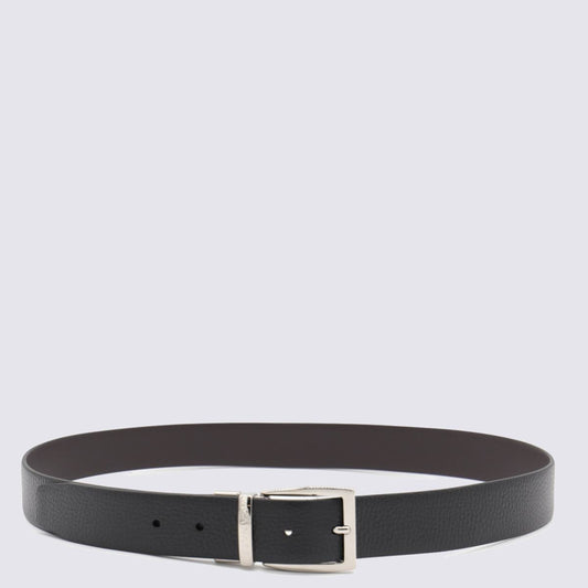 Canali Black Leather Belt