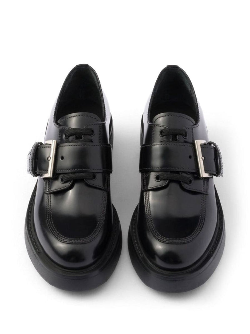 Prada Brushed Leather Lace-Up Shoes