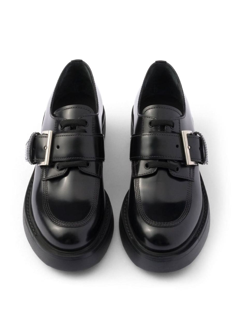 Prada Brushed Leather Lace-Up Shoes