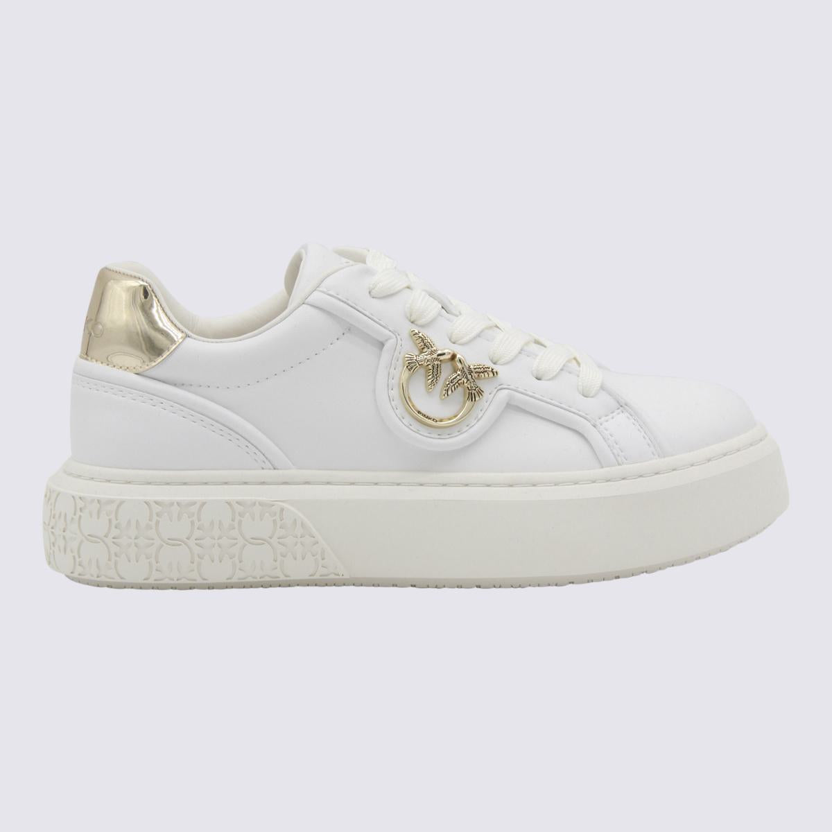 Pinko White And Gold Sneakers
