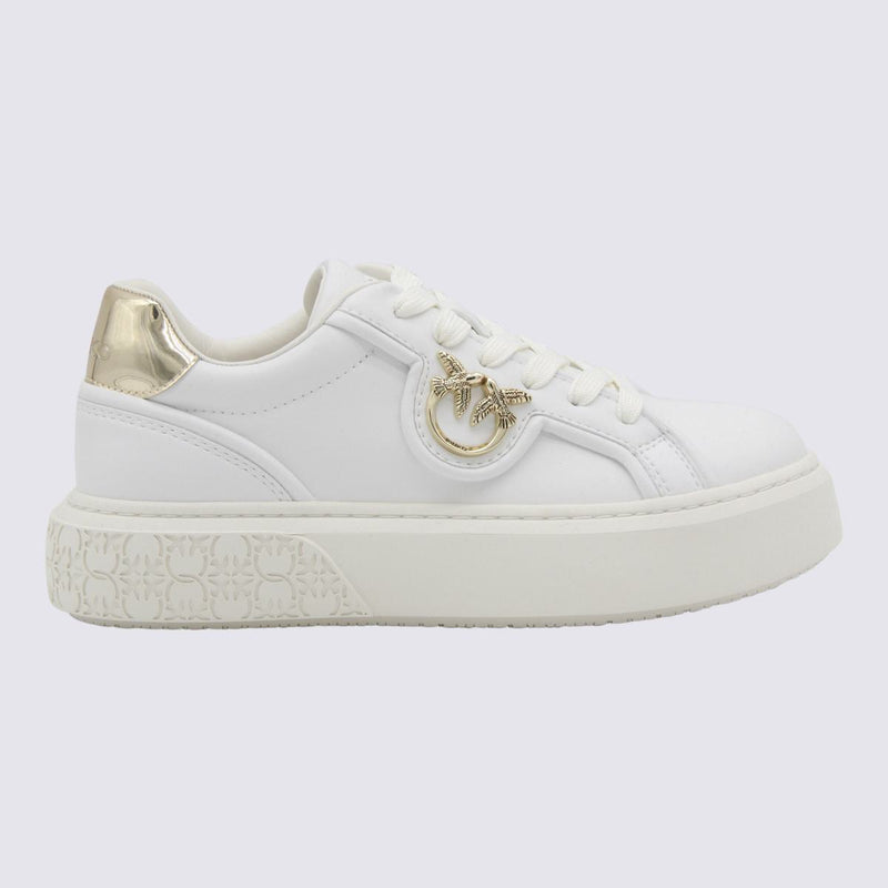 Pinko White And Gold Sneakers