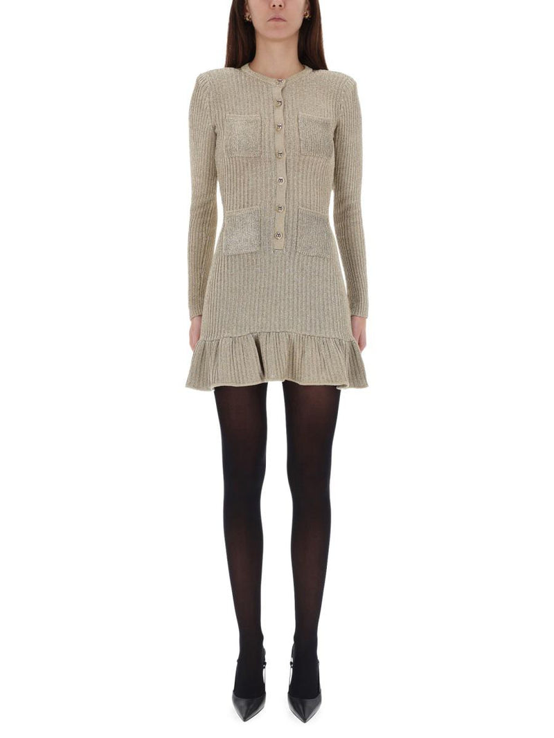 Self-Portrait "Gold Lurex" Midi Dress