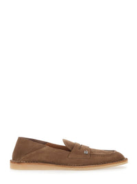 'Florio' Brown Loafers With Dg Logo Detail On The Side In Suede Man