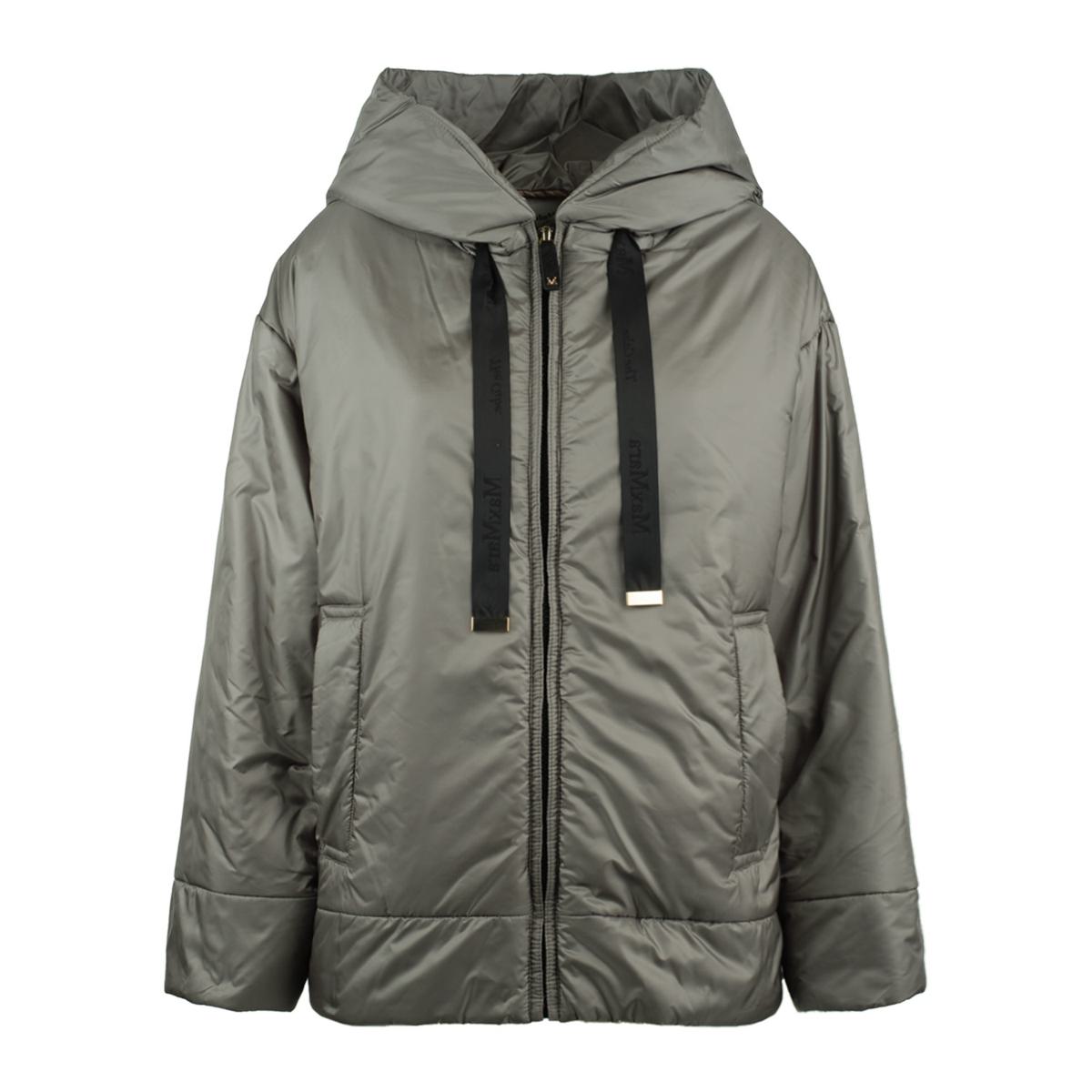 Max Mara Ice Gray Padded Drip-Proof Canvas Jacket With Hood