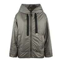 Max Mara Ice Gray Padded Drip-Proof Canvas Jacket With Hood