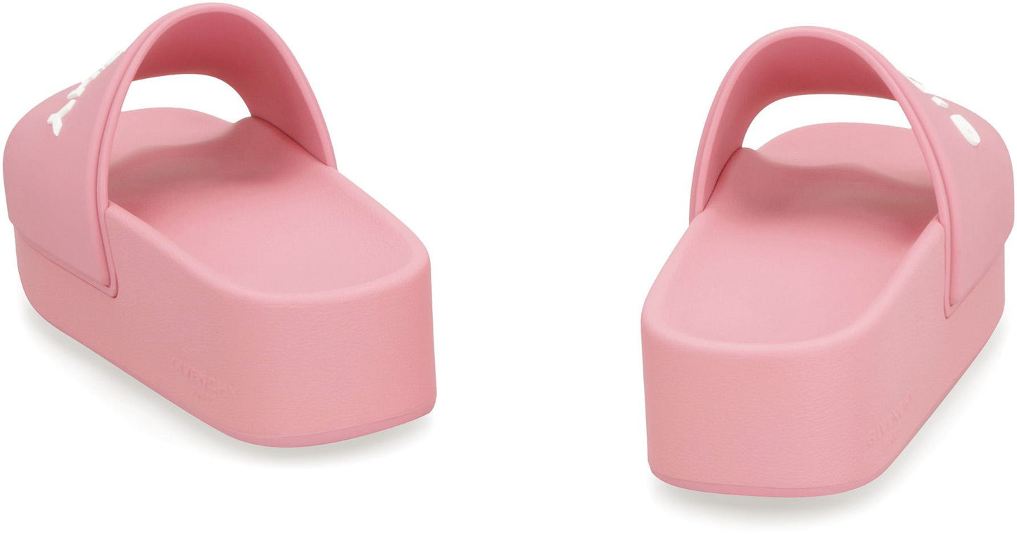Givenchy Logoed Rubber Platform Slides