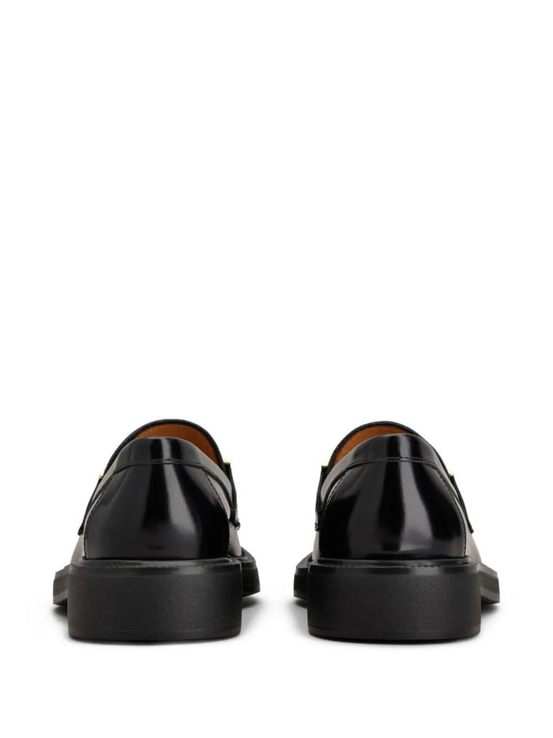 Tod'S Leather Loafers With Metal Bar Shoes