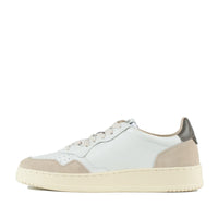 Autry Medalist Low Sneakers In White Suede And Leather And Morel