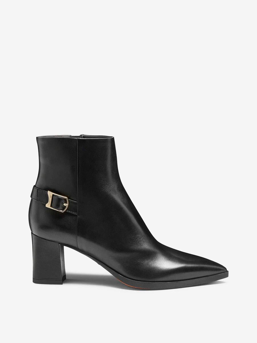 Santoni Leather Buckle Booties