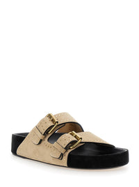 'Lennyo' Beige Slip-On Sandals With Stud Details In Suede Woman