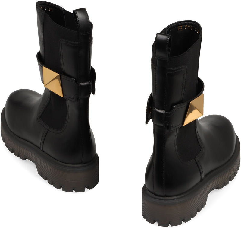 Valentino Garavani One Stud Leather Chelsea Boots