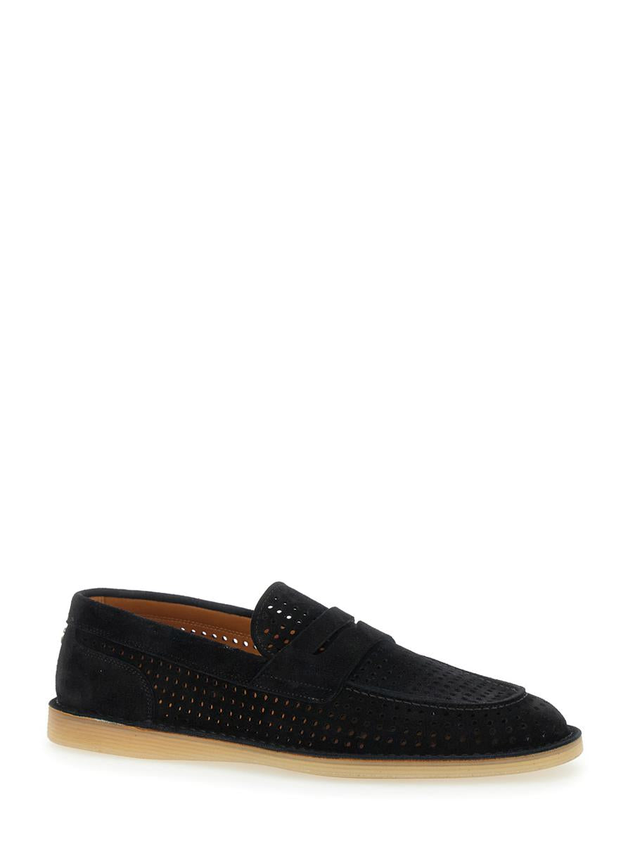 'Florio' Black Loafers With Logo Detail On The Rear And Penny Slot In Suede Woman
