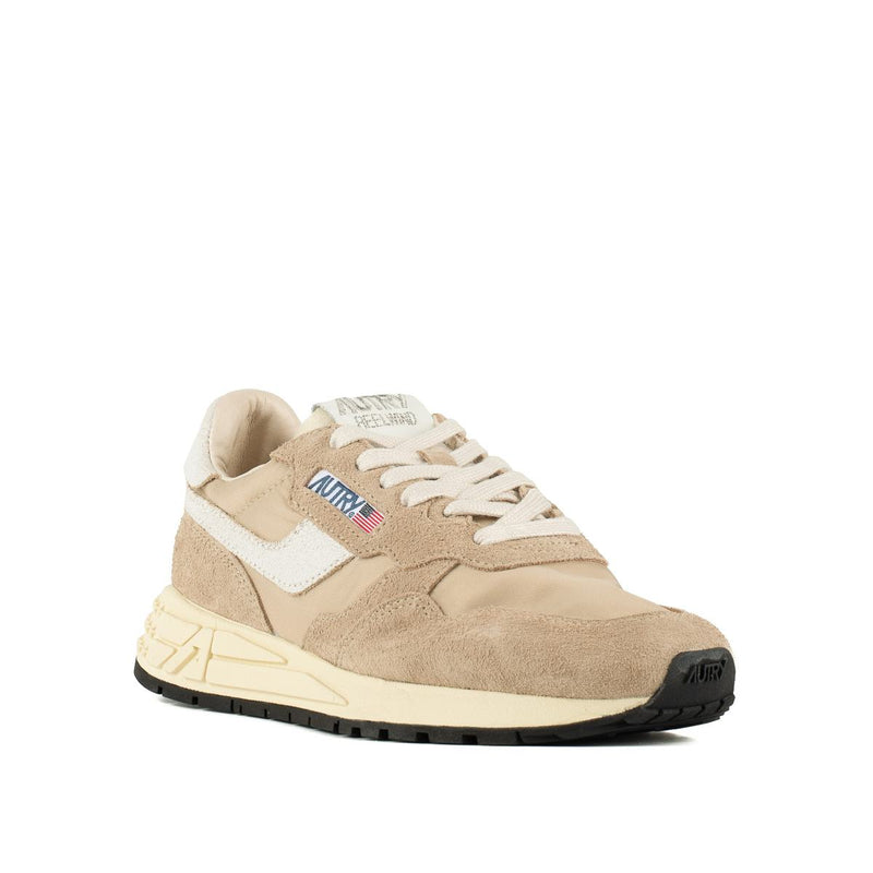 Autry Reelwind Low Nylon And Leather Craquele Pepper And White Sneakers