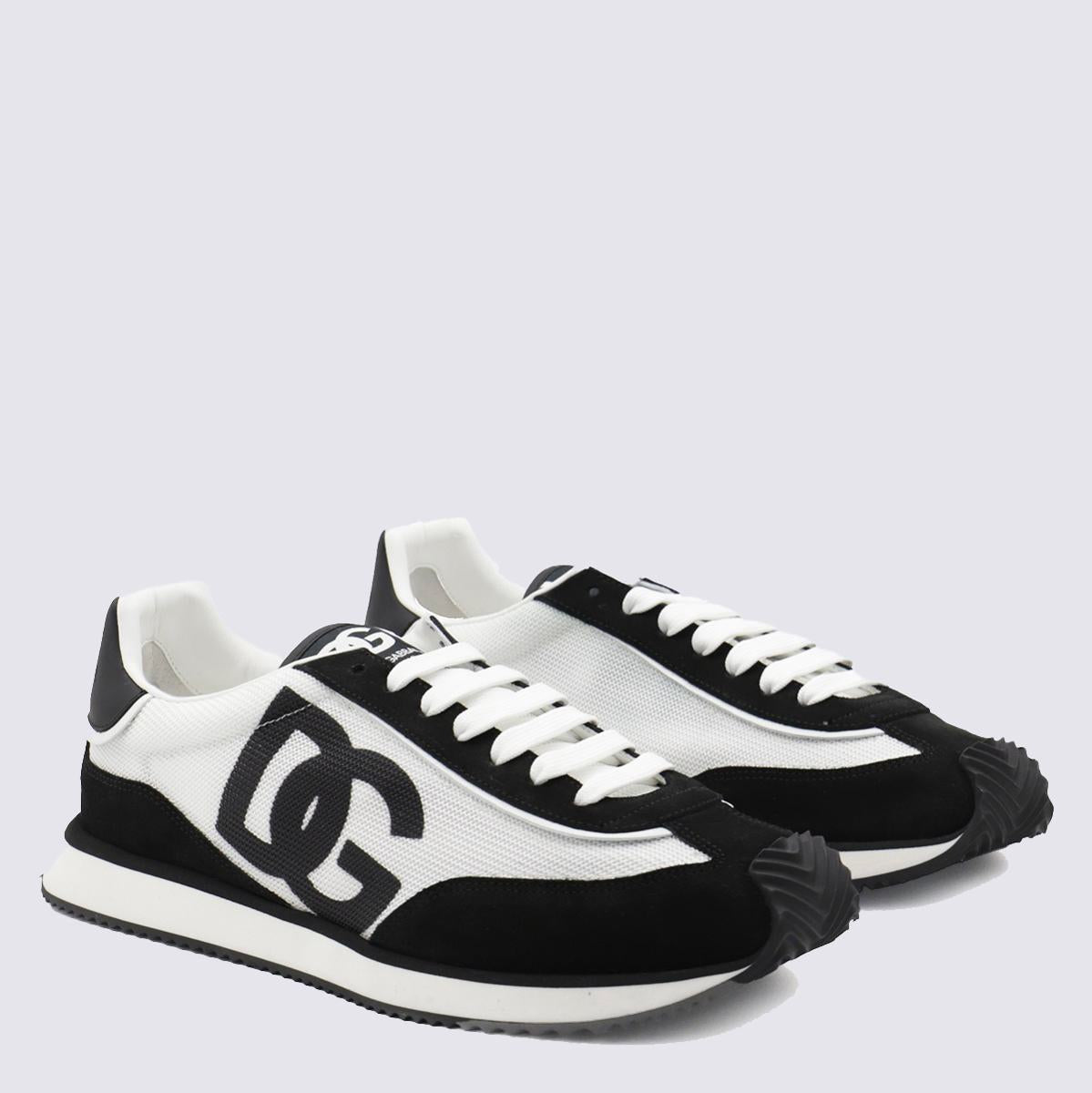 Dolce & Gabbana White And Black Leather Sneakers
