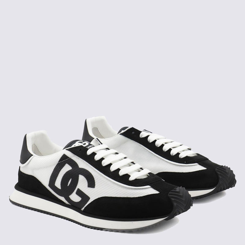 Dolce & Gabbana White And Black Leather Sneakers