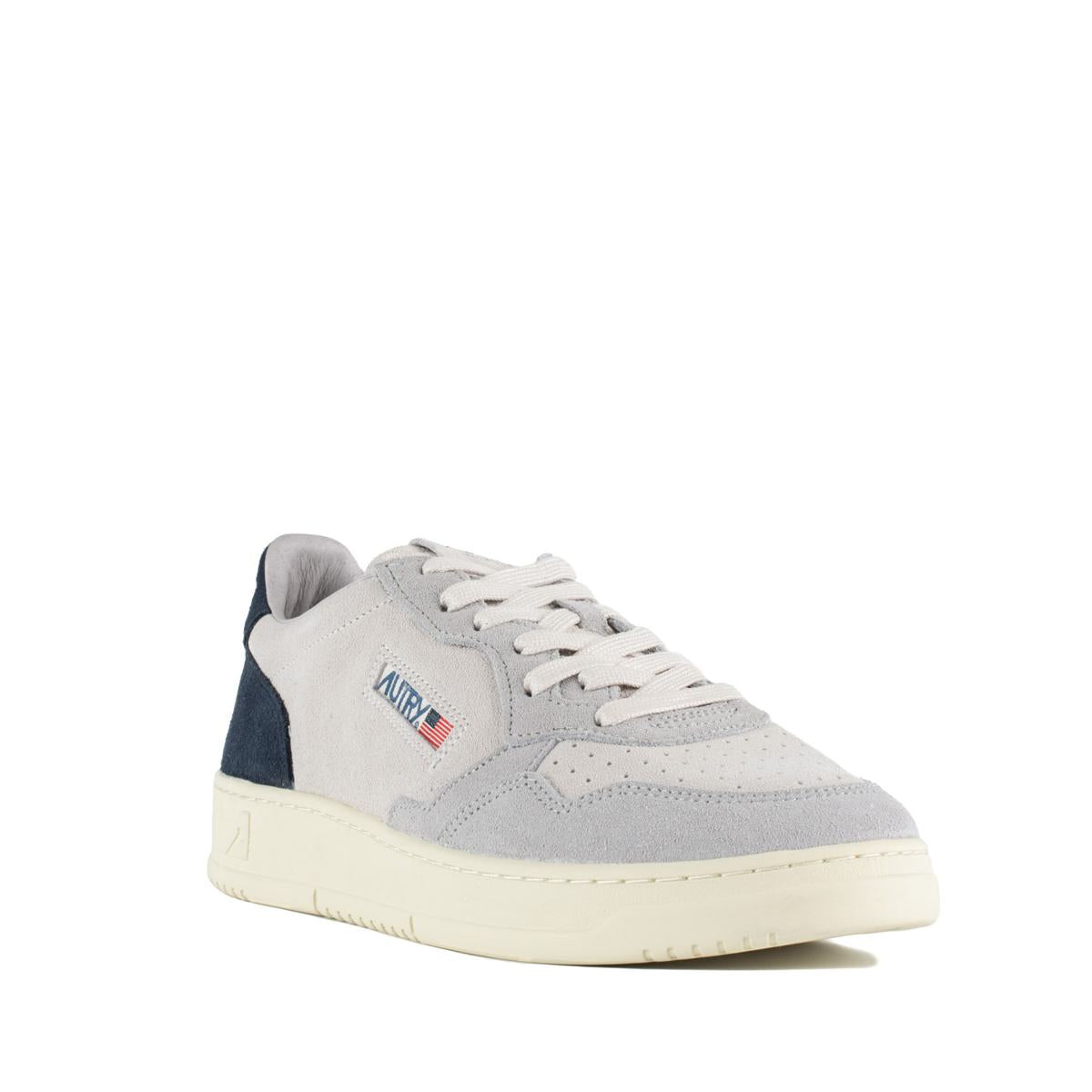 Autry Medalist Low Suede Loft Gray And Space Blue Sneakers