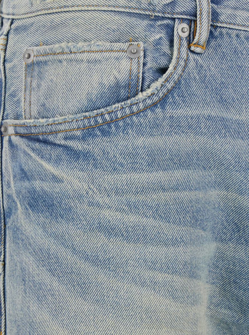 Light Blue Jeans With Logo Patch On The Rear And Maxi Ripping On The Front In Denim Man