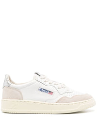 Autry White And Silver 'Medalist Low' Sneakers In Leather With Suede Inserts