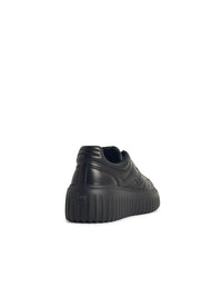 Hogan 'H-Stripes' Black Leather Sneakers