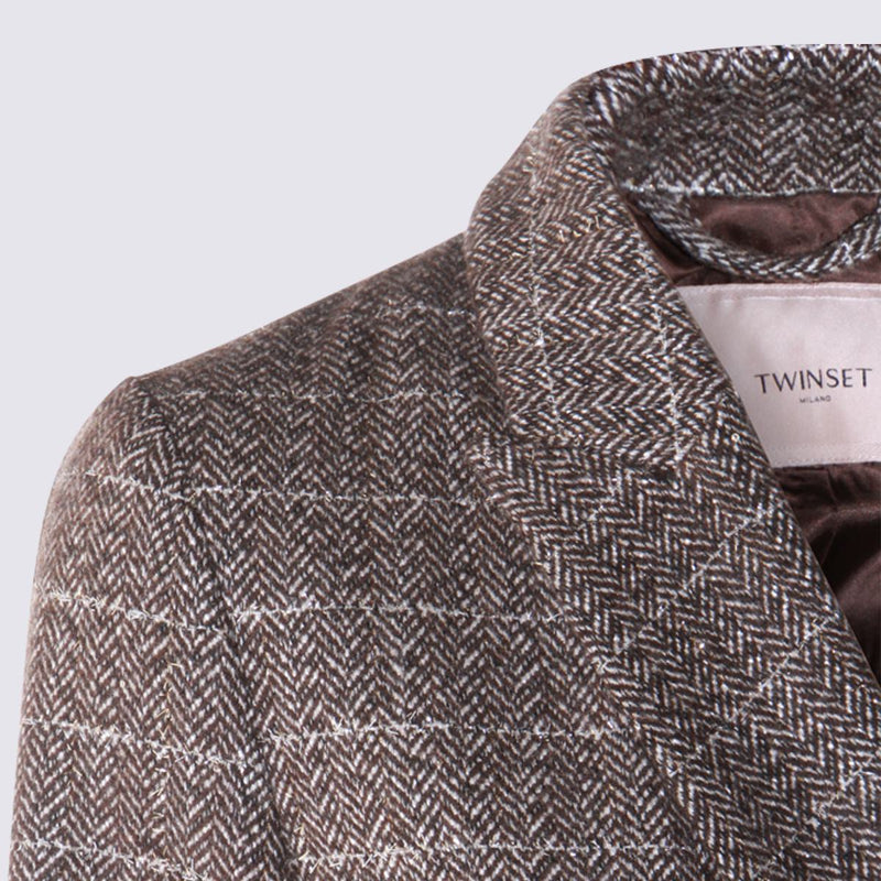 Twinset Brown Maxi Coat