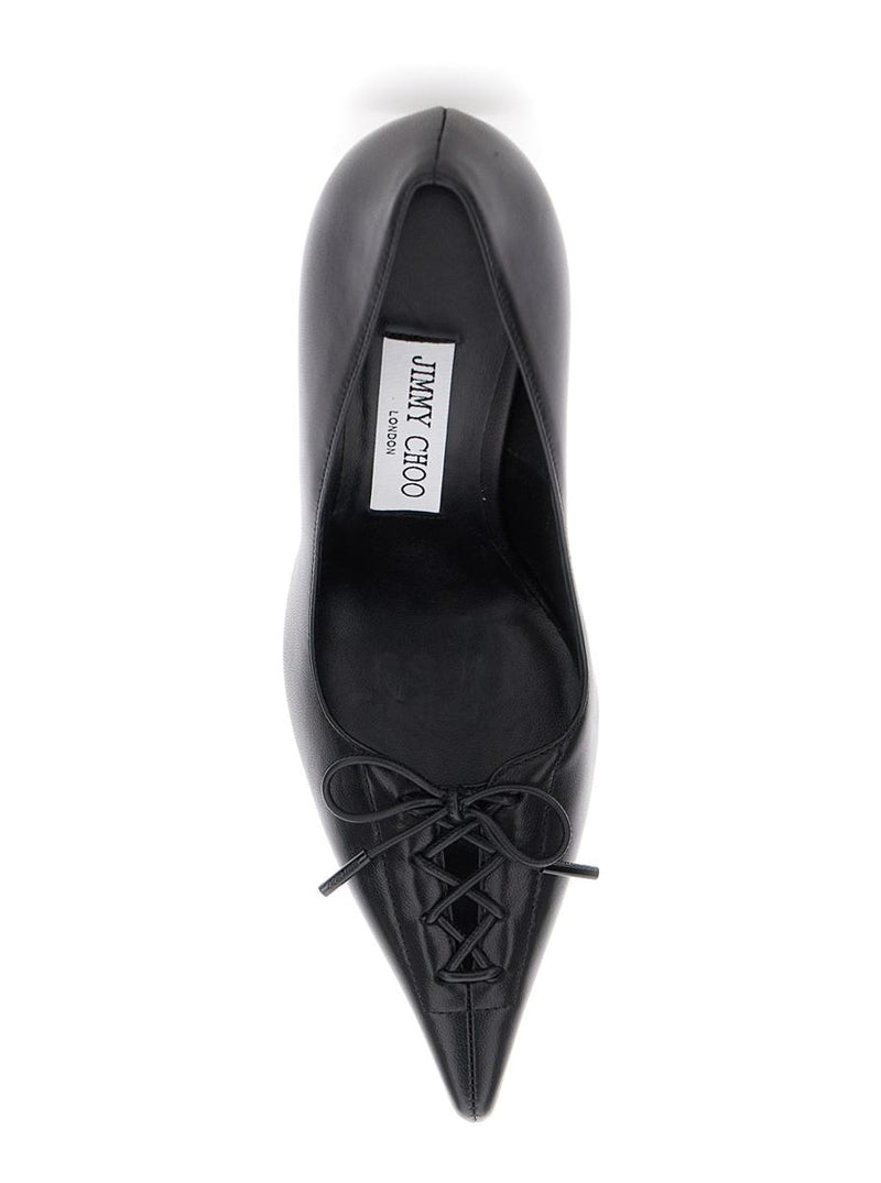 'Scarlett' Black Pumps With High Stiletto Heel And Front Laces In Leather Woman