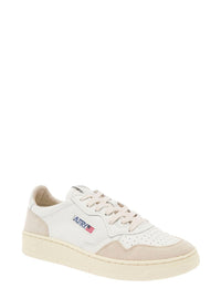 'Medalist' White Low Top Sneakers With Beige Suede Details In Leather Man