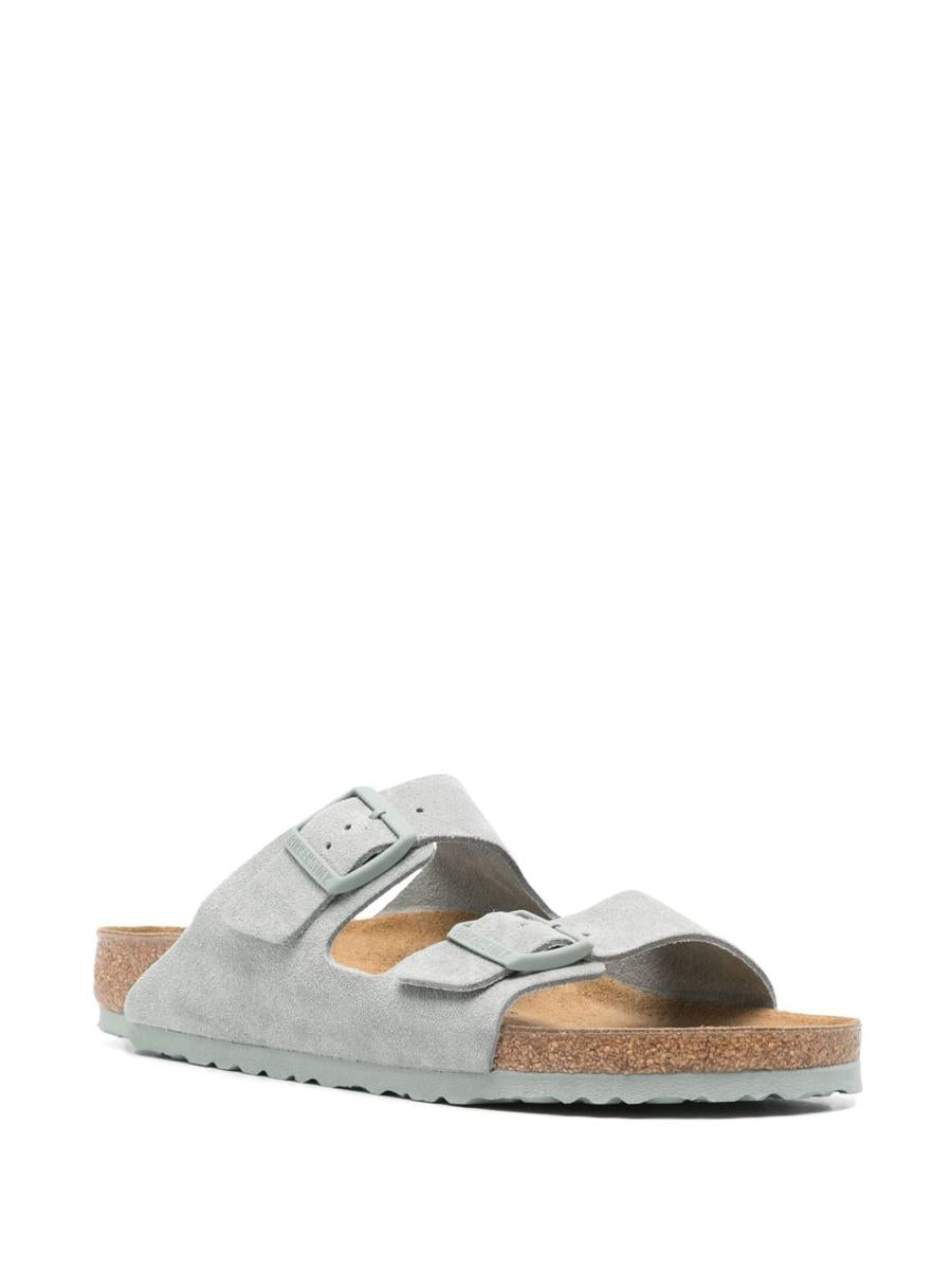 Birkenstock Green 'Arizona' Slippers In Suede