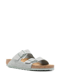 Birkenstock Green 'Arizona' Slippers In Suede