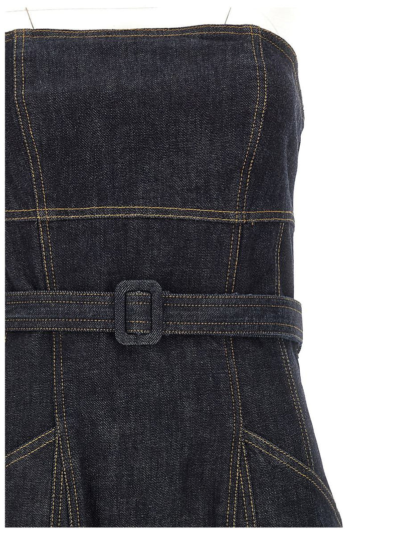 Self-Portrait 'Indigo Denim Bandeau Midi Dress' Dress