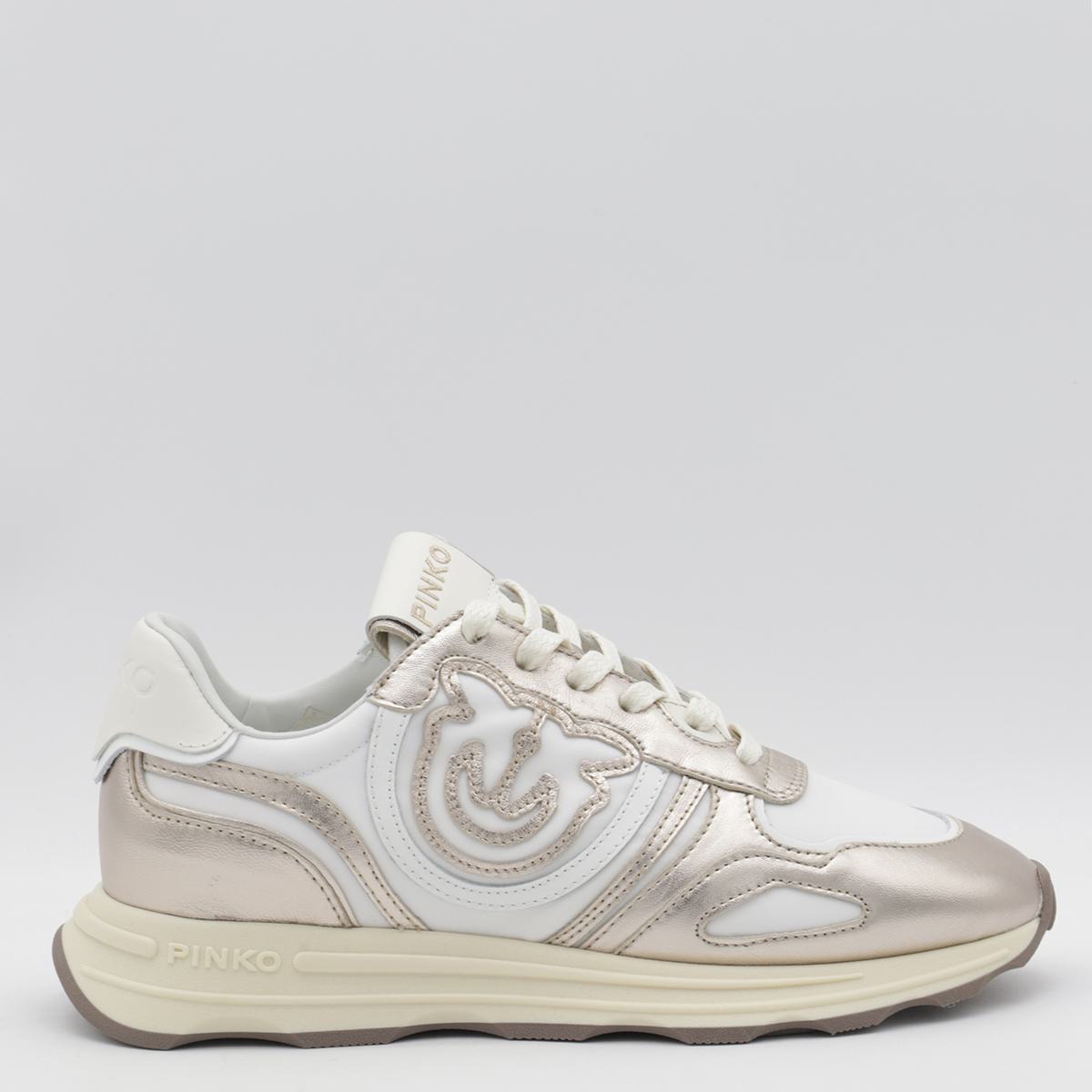Pinko Platinum And White Sneakers