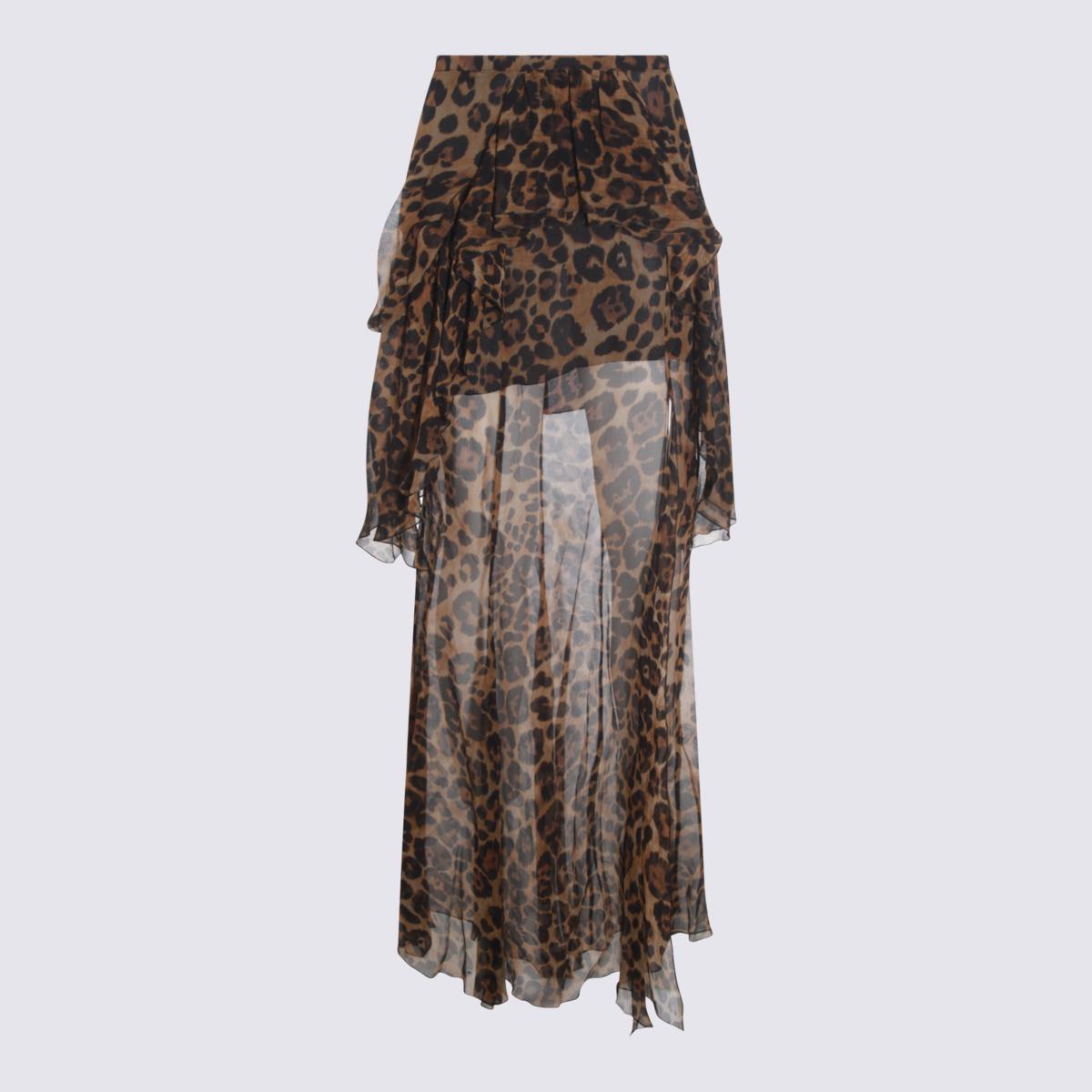 Blumarine Brown Silk Skirt