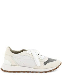 Brunello Cucinelli Suede And Techno Fabric Runners With Precious Toe Shoes