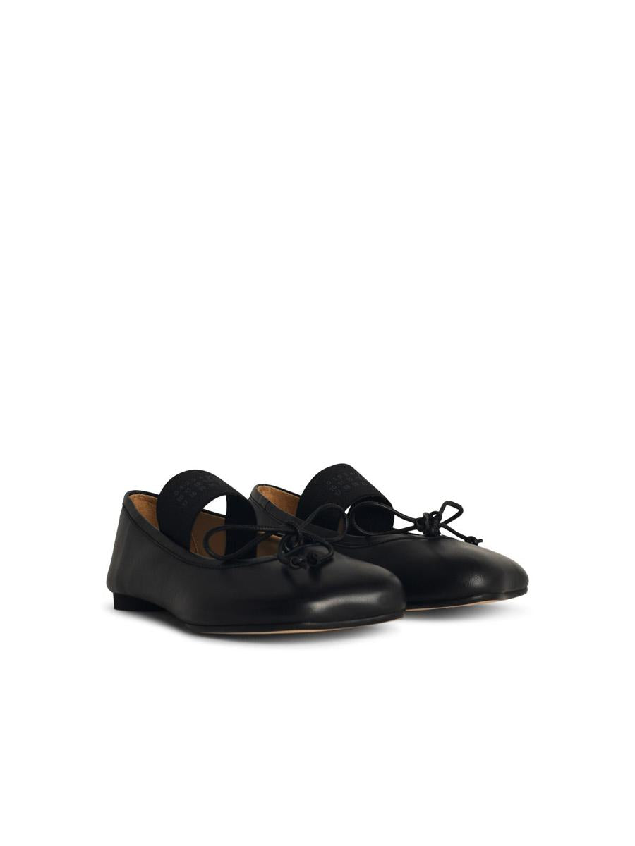 MM6 Maison Margiela Black Leather Ballet Flats
