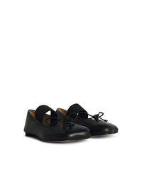 MM6 Maison Margiela Black Leather Ballet Flats