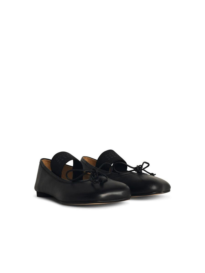 MM6 Maison Margiela Black Leather Ballet Flats