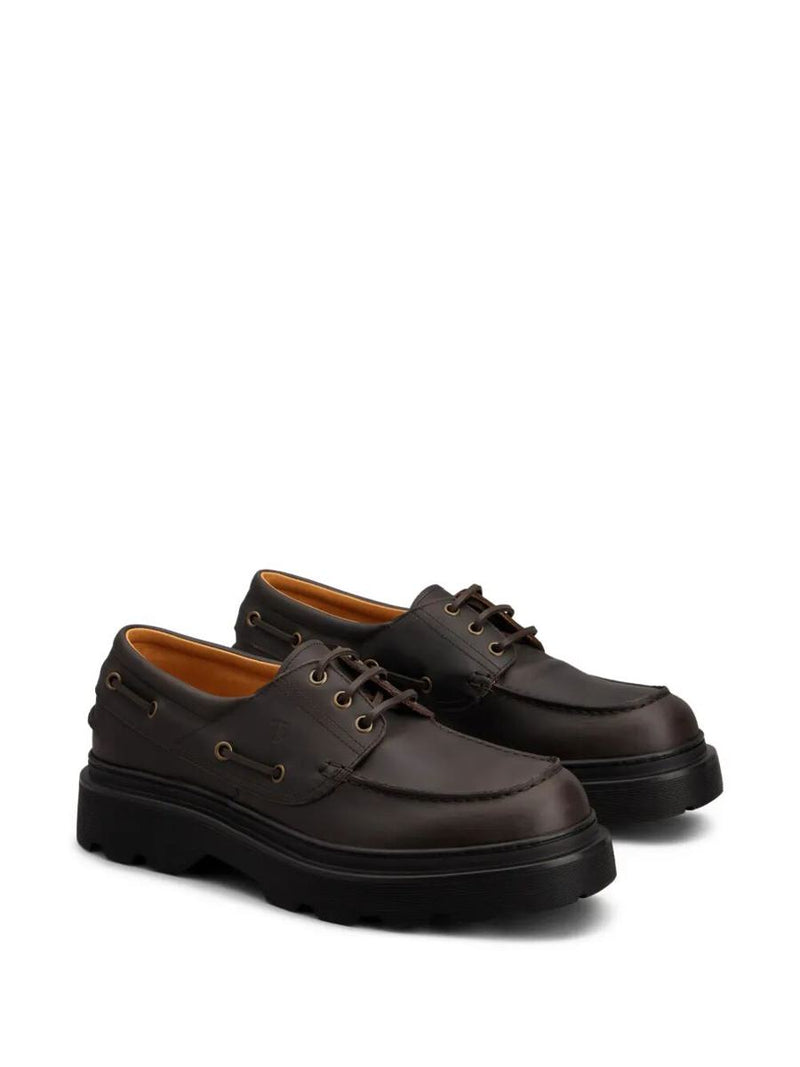 Tod'S Lug Sole Leather Boat Shoes