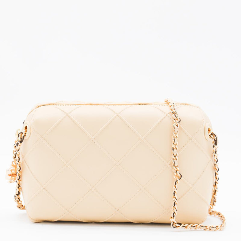 Tory Burch Cream Leather Fleming Crossbody Bag