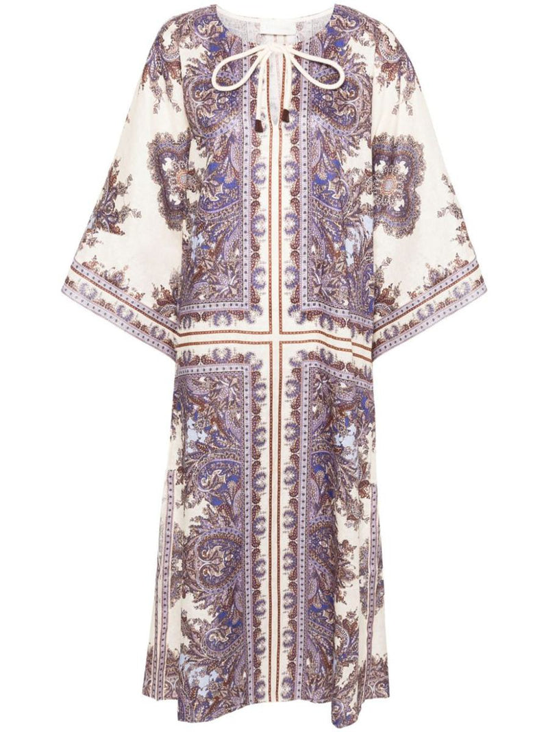 Zimmermann Paisley Print Linen Midi Dress