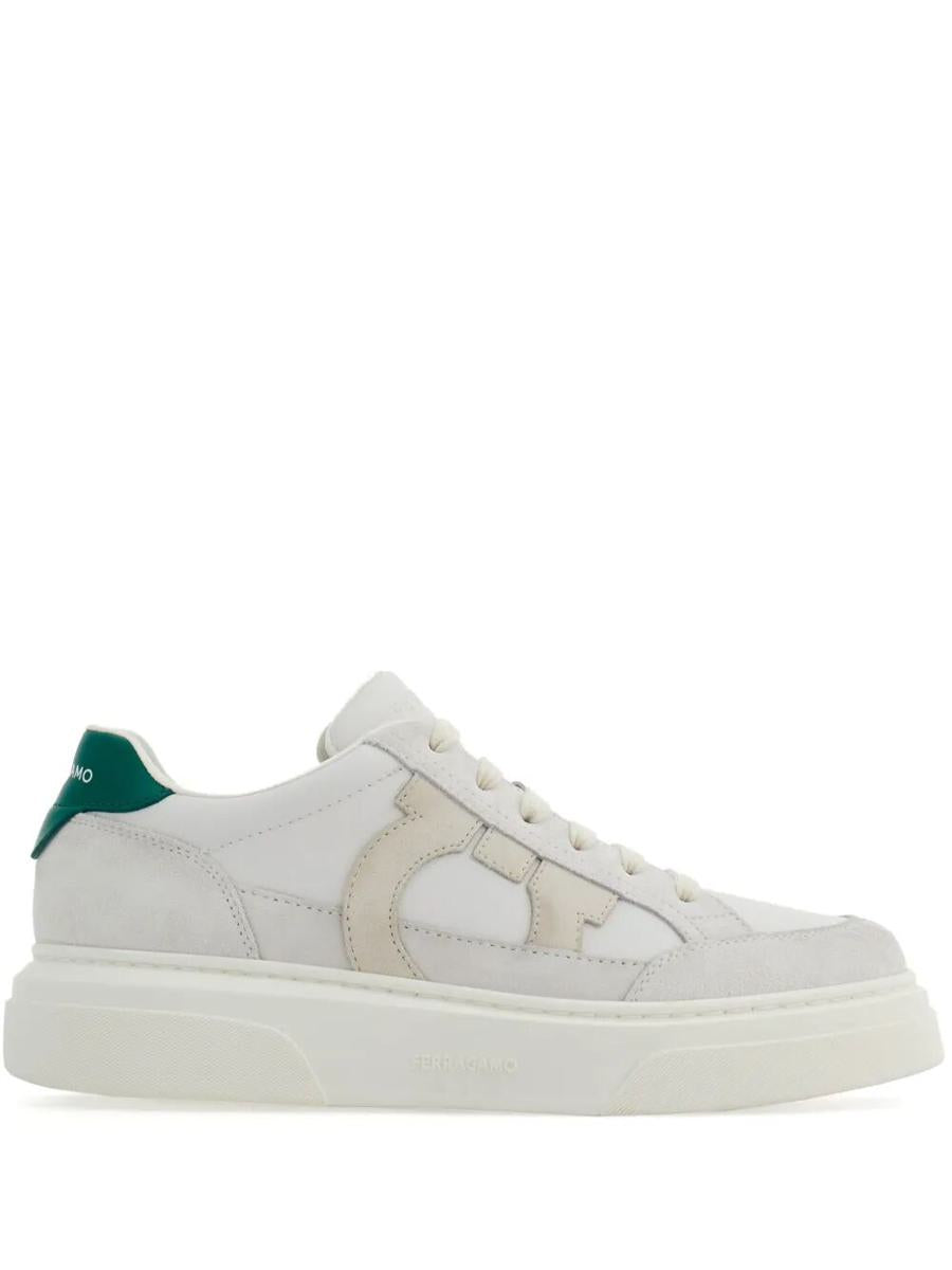 Salvatore Ferragamo Cassina Leather Sneakers With Gancini Patch Shoes