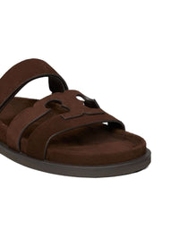 Tory Burch Ines Slides In Brown Suede Leather