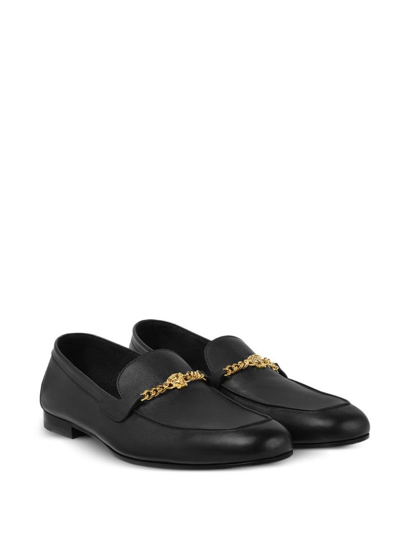 Versace 'Medusa' Black Leather Loafers