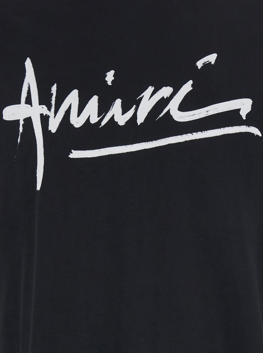 Black Crewneck T-Shirt With Logo Lettering Print On The Front In Cotton Man