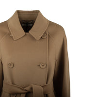 Max Mara Short Camel Trench Coat In Double Wool