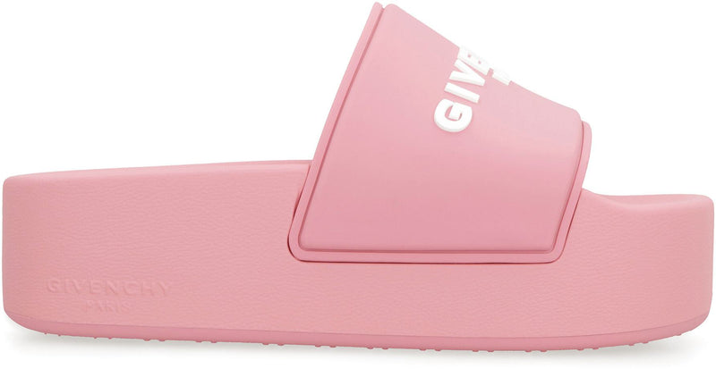 Givenchy Logoed Rubber Platform Slides
